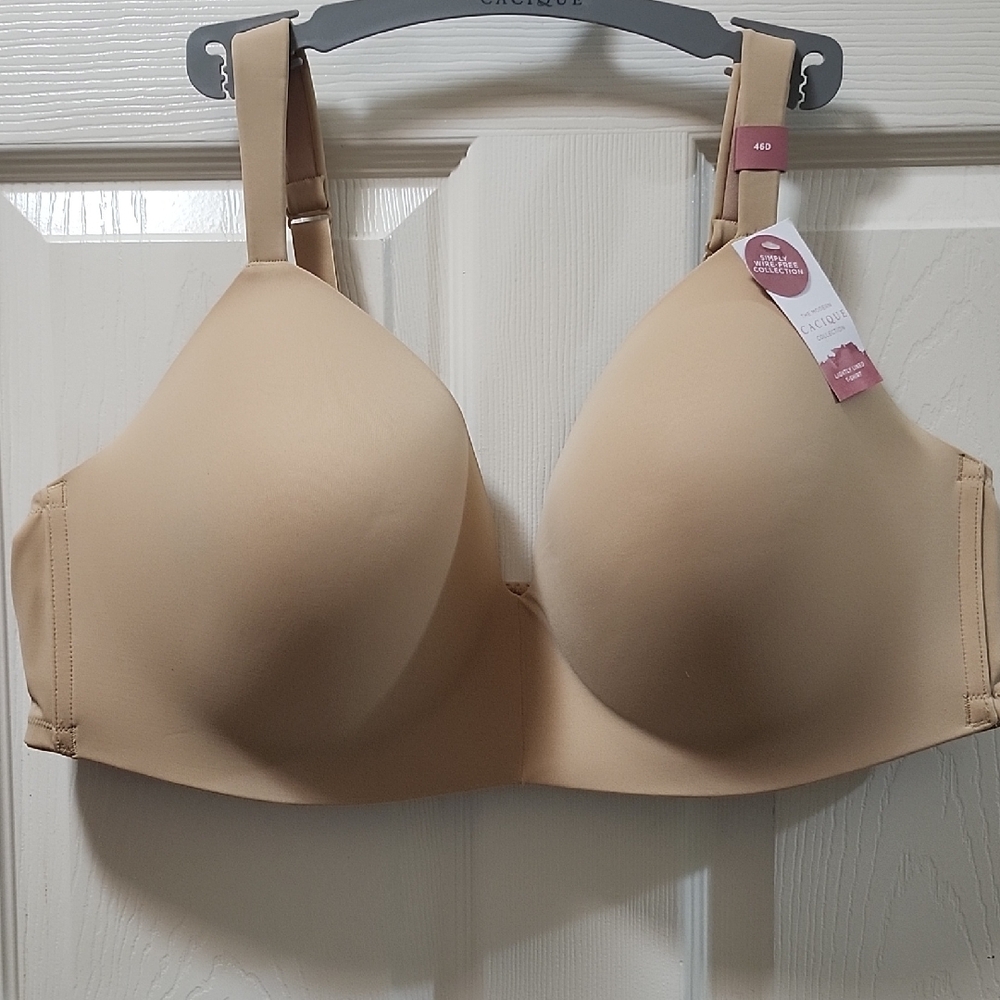 Cacique Lightly Lined T-Shirt Wire Free Nude Bra 46D